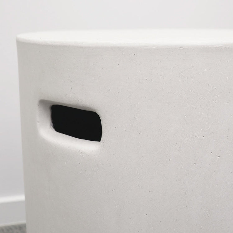 White Concrete Round Stool – Thread Design - Main Image