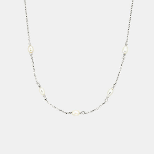 Sophie Pop of Pearls Necklace in Silver