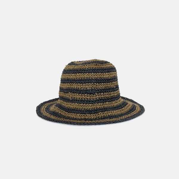 Sophie So Relaxed Hat in Black with Moss Stripes