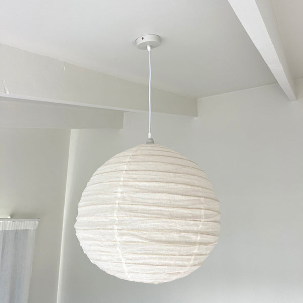 Round Linen Pendant Light Shade in Cream image 2