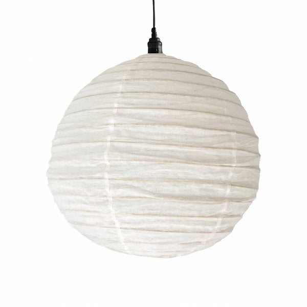 Round Linen Pendant Light Shade in Cream
