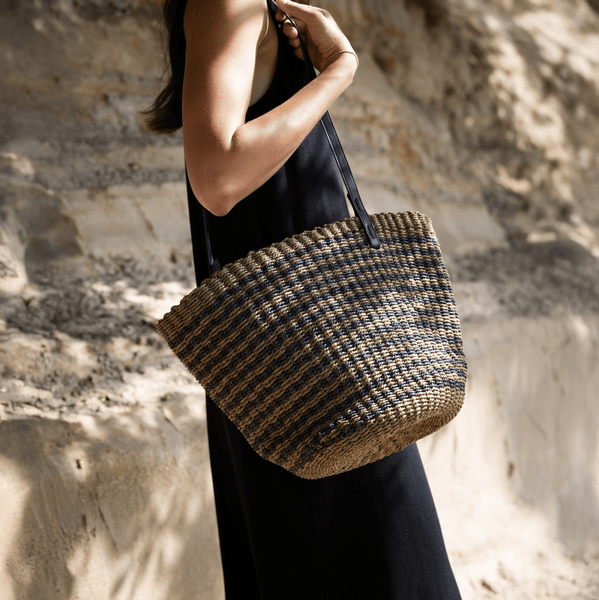 Sophie Bring It Bag in Black with Moss Stripe image 2