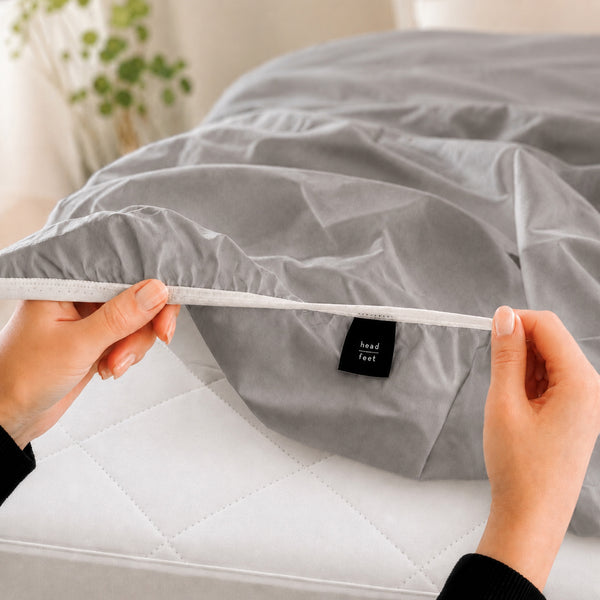 Thread Design Smoke Cotton Fitted Sheet image 2 head / feel label
