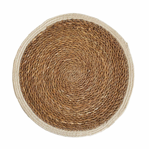Seagrass Jute Round Placemat with White edge
