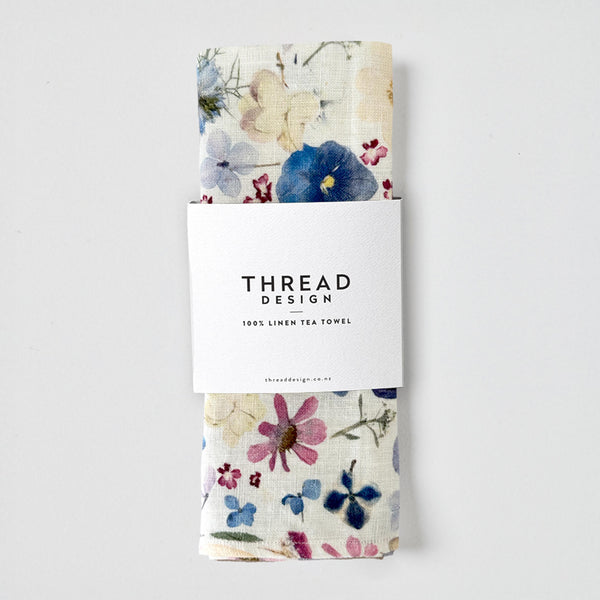 Thread Design & Paper Park Petal Play Linen Tea Towel - Moonbloom