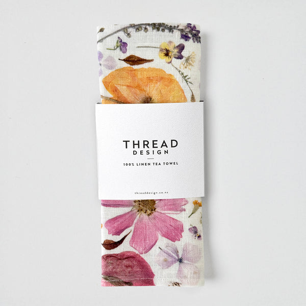 Thread Design & Paper Park Petal Play Linen Tea Towel - Sunburst