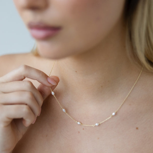 Sophie Pop of Pearls Necklace in Gold image 2