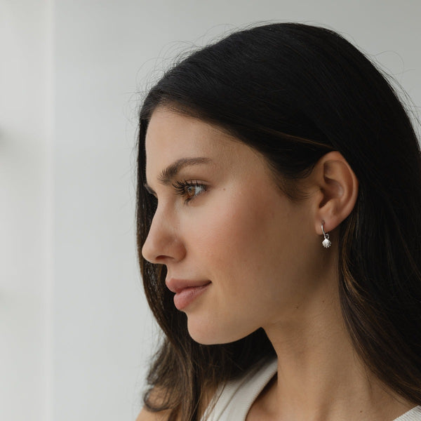 Sophie She Shell Hoop Studs in silver