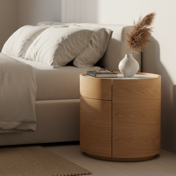 Thread Design Harlow Two Drawer Bedside with marble top  styled