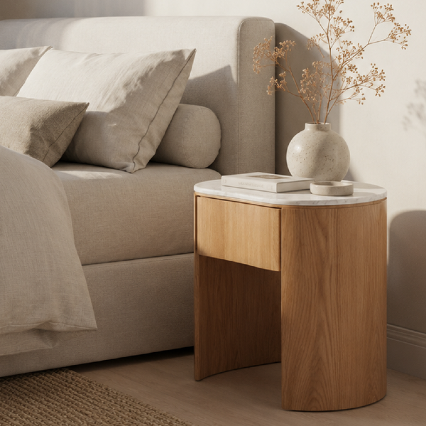 Thread Design Eden Drawer Bedside with marble top styled