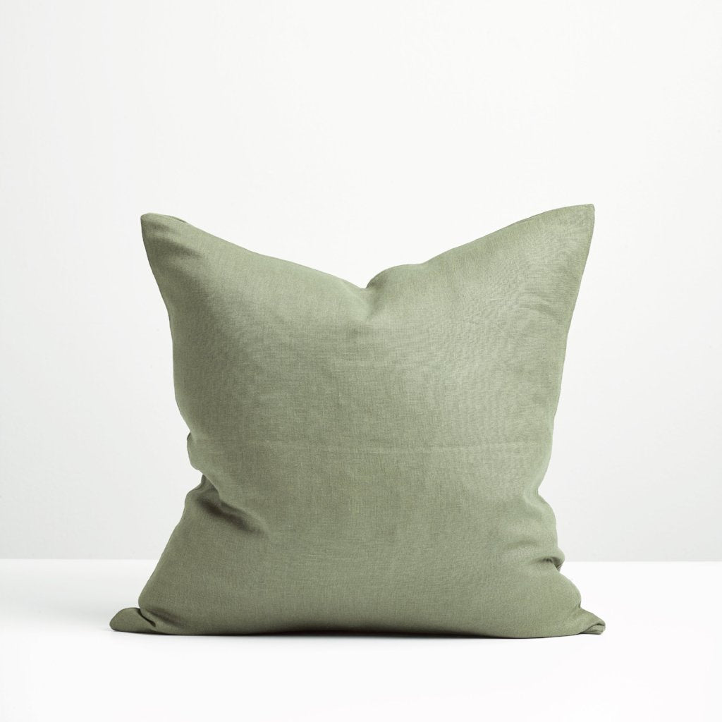 Sage Linen Cushion Thread Design