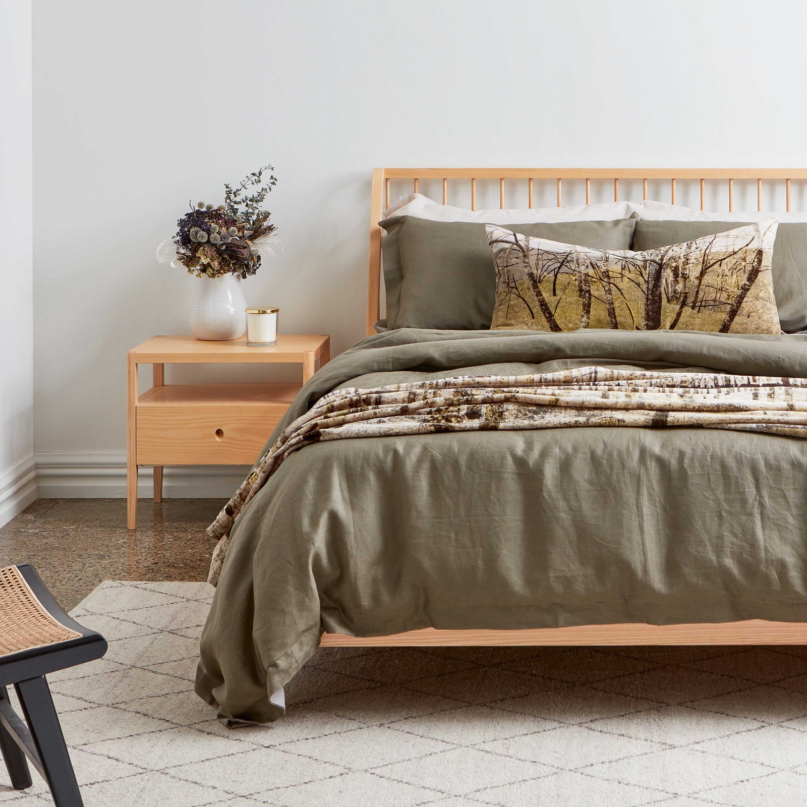 Thread Design Olive Linen Duvet Cover